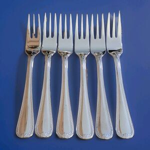 Lenox Jewel Silverware 3 Prong Forks Cocktail /Seafood / Salad 6.25" Lot of 6